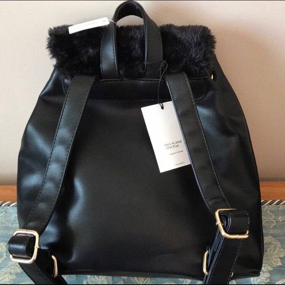 COLAB BLACK VEGAN LEATHER FAUX BACKPACK NWT - Picture 4 of 7